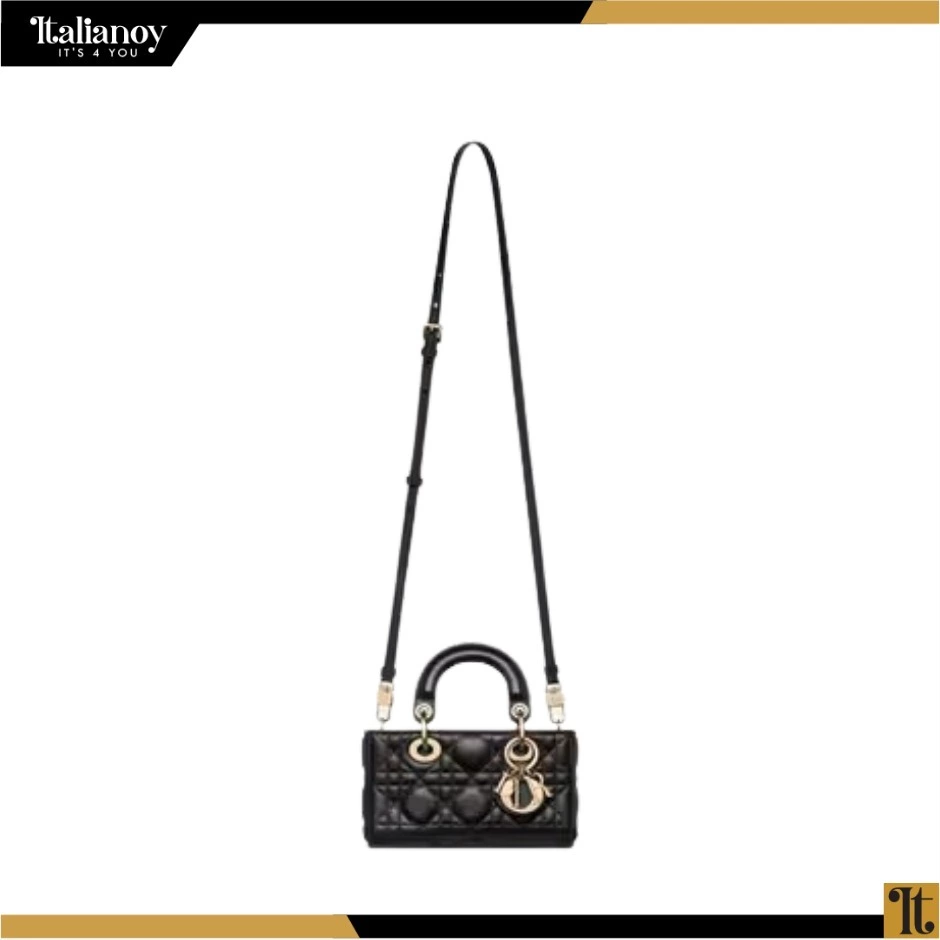 LADY D-JOY MICRO BAG Black Cannage Lambskin