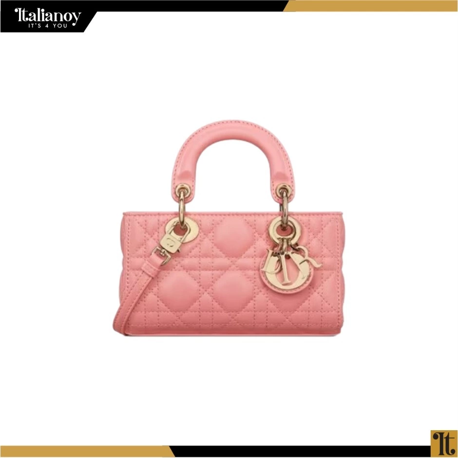 LADY D-JOY MICRO BAG Light Pink Cannage Lambskin