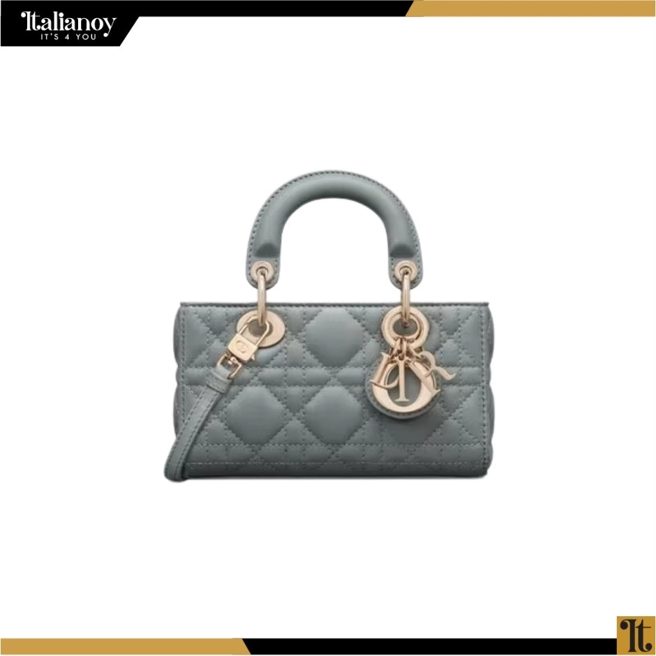 LADY D-JOY MICRO BAG Cloud Blue Cannage Lambskin
