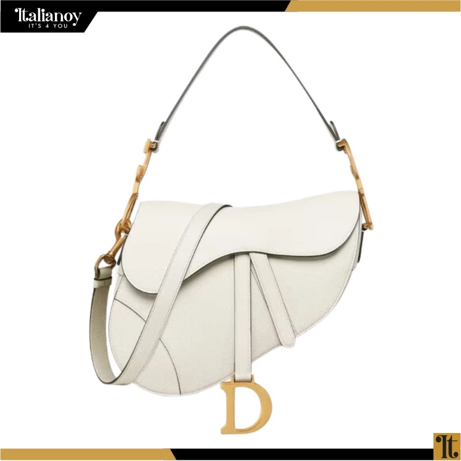 MINI SADDLE BAG WITH STRAP Latte Grained Calfskin