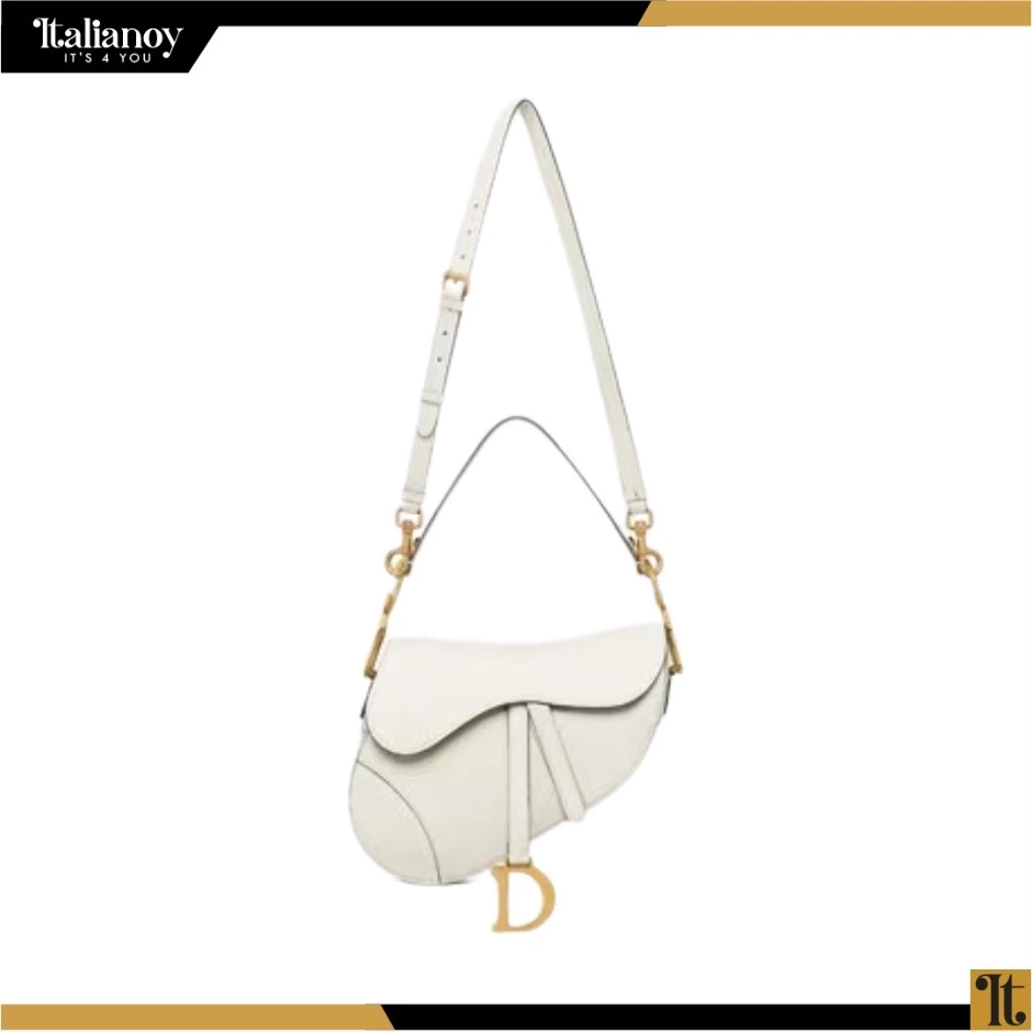 MEDIAM SADDLE BAG WITH STRAP Latte Grained Calfskin