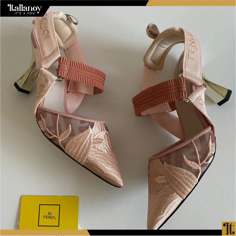 Colibrì high-heel shoe with slingback strap in pink mesh Pink