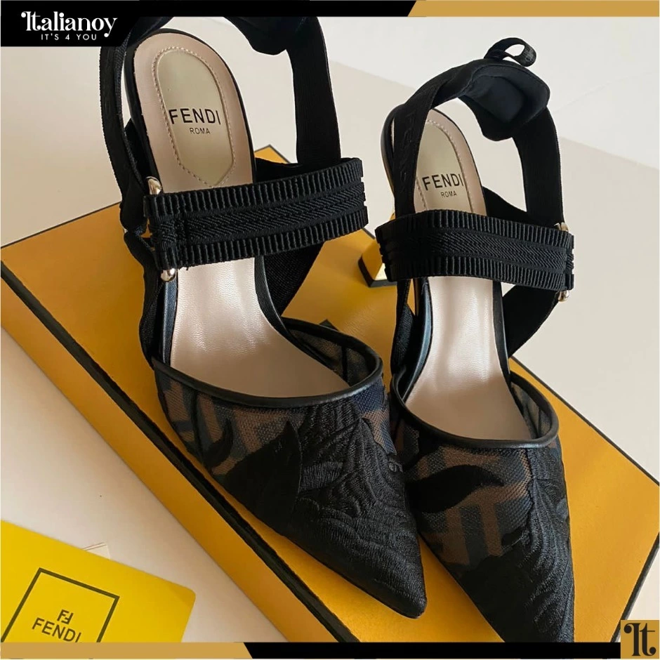 Colibrì high-heel shoe with slingback strap in pink mesh Black