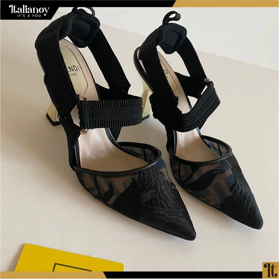 Colibrì high-heel shoe with slingback strap in pink mesh Black