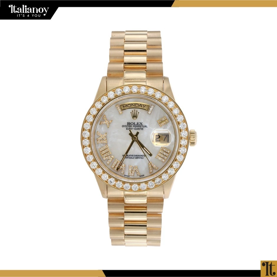 Rolex President Day-Date Watch White MOP Dial 3 CT