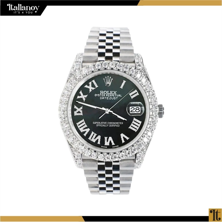 Rolex Datejust Black Roman Dial Watch