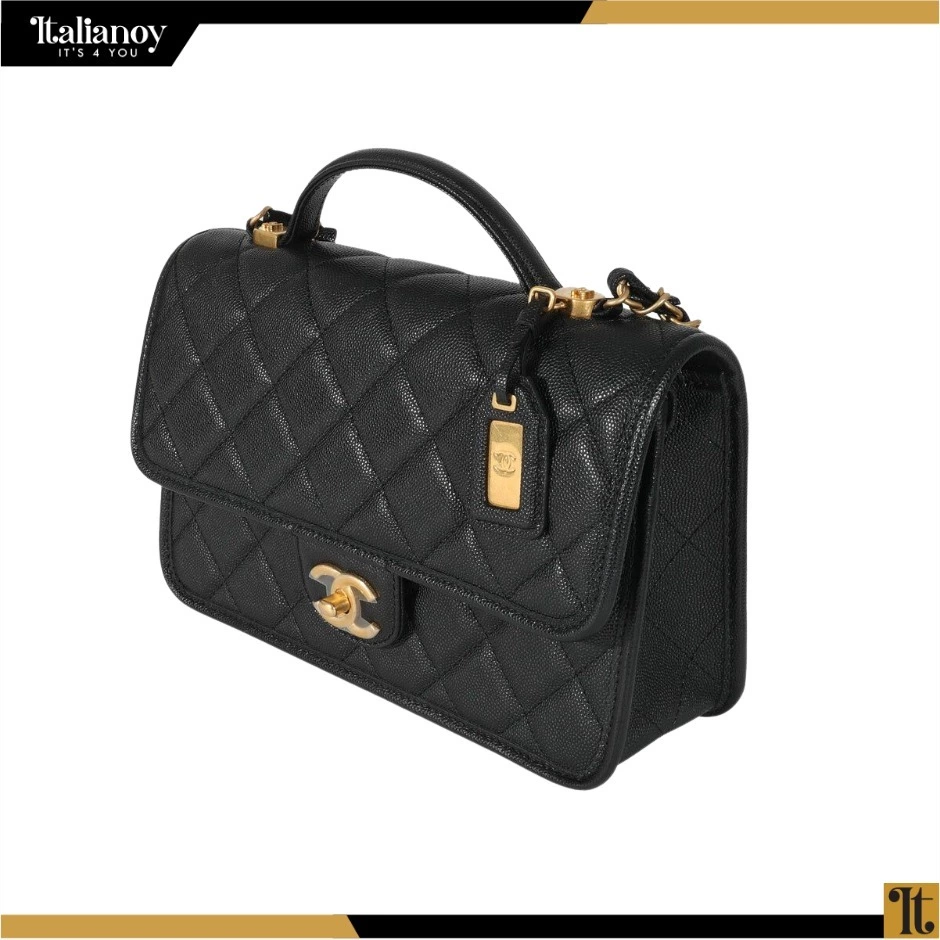 Chanel Black Caviar Top Handle Flap