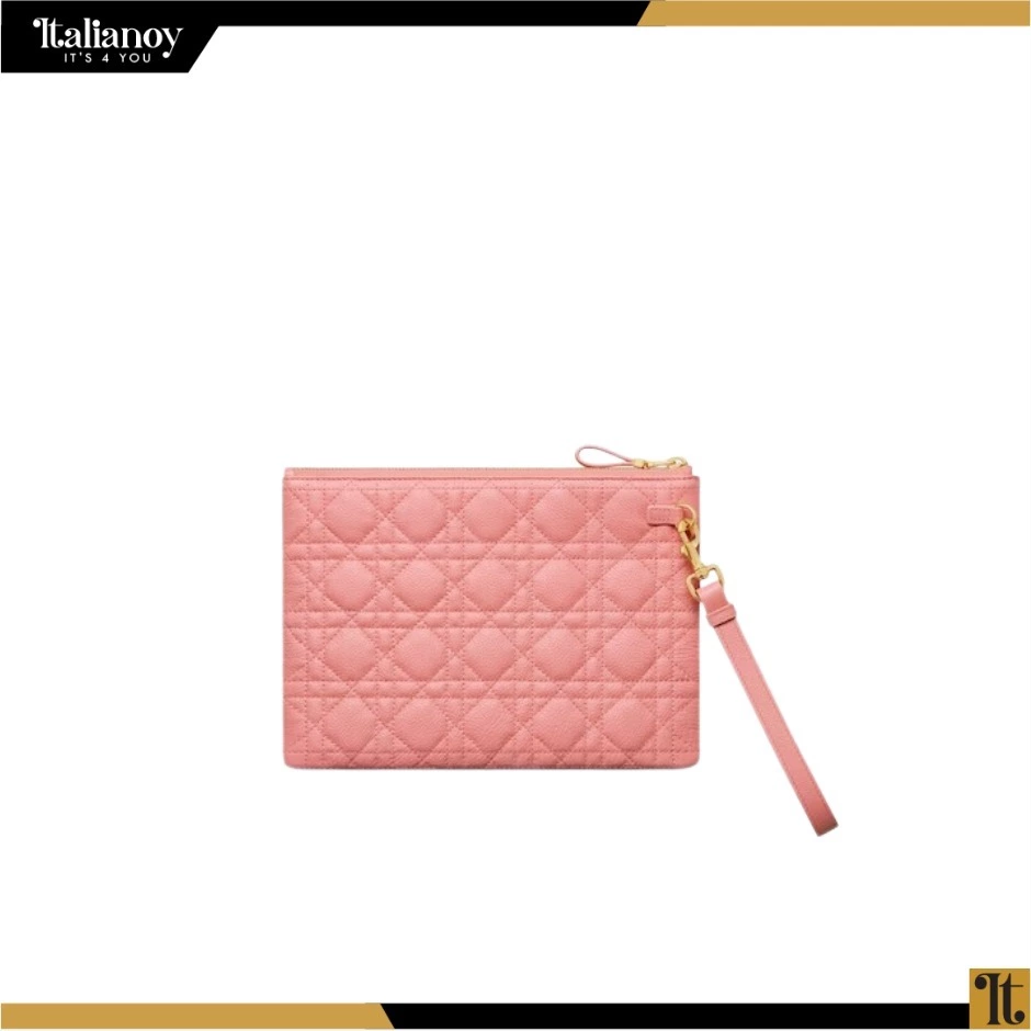 DIOR CARO DAILY POUCH Light Pink Supple Cannage Calfskin