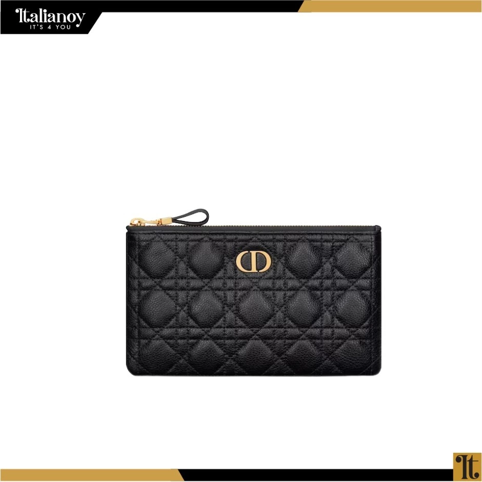 CARO ZIPPED POUCH WITH CHAIN Black Supple Cannage Calfskin