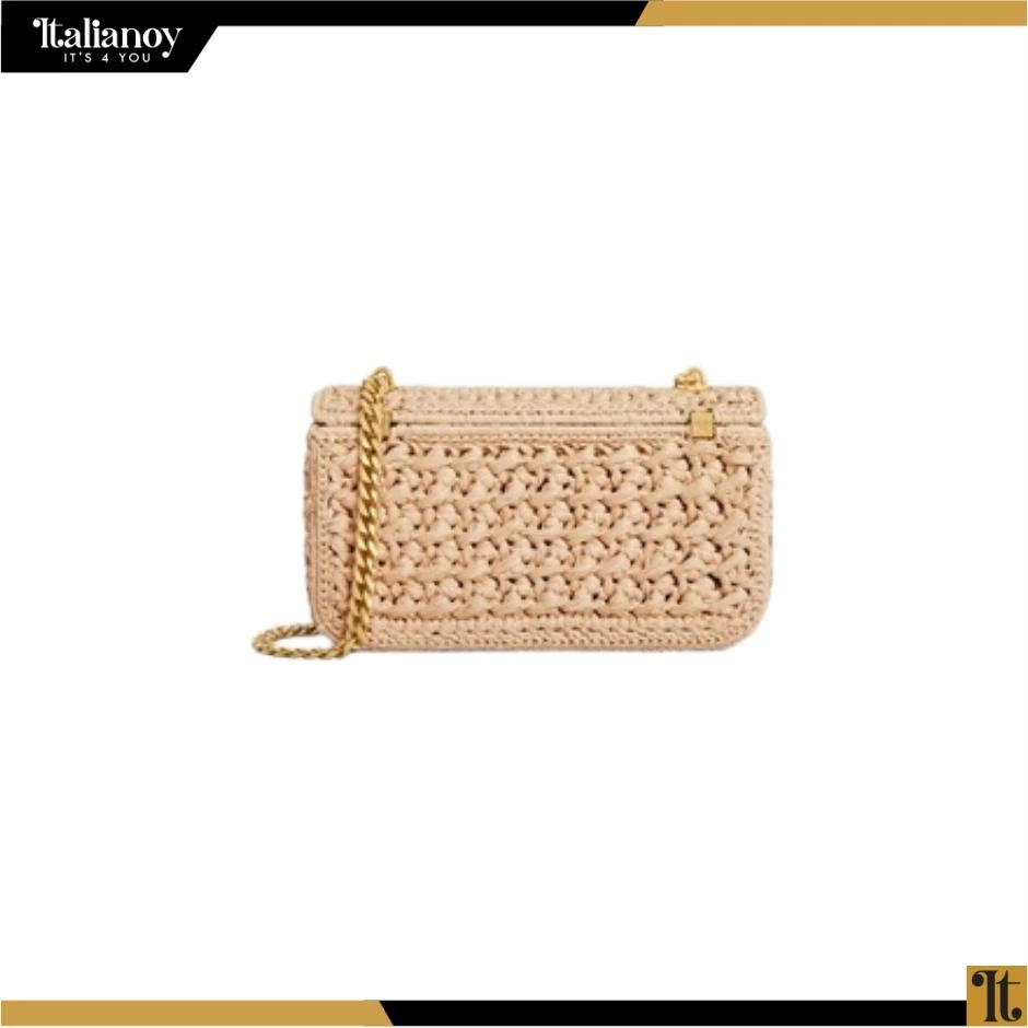 CHAIN SHOULDER BAG TRIOMPHE IN RAFFIA NATURAL