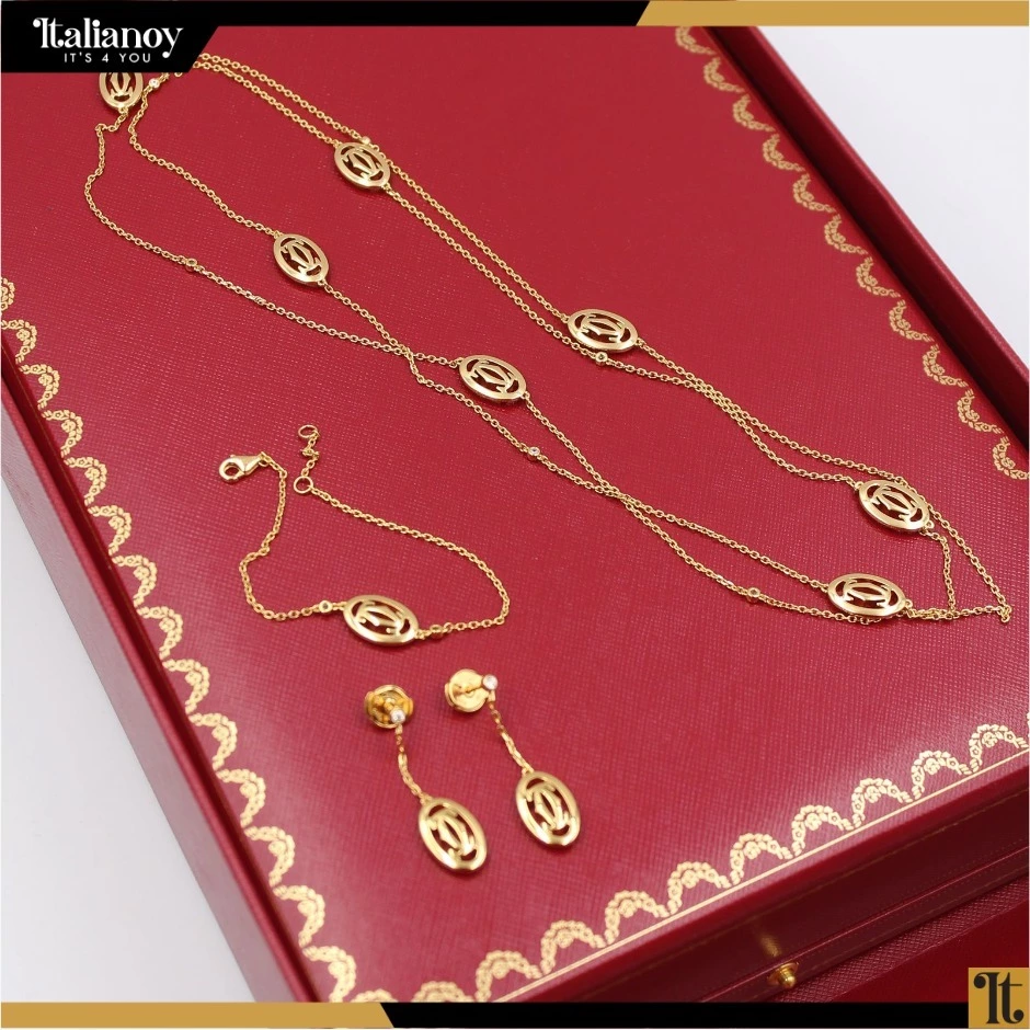 Double C Logo CHAIN NECKLACE + EARRINGS + BRACELET