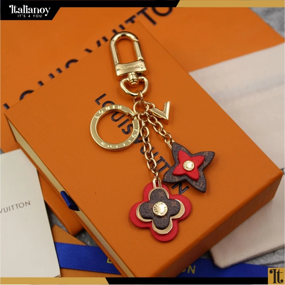 Blooming Flowers Bag Charm and Key Holder Red
