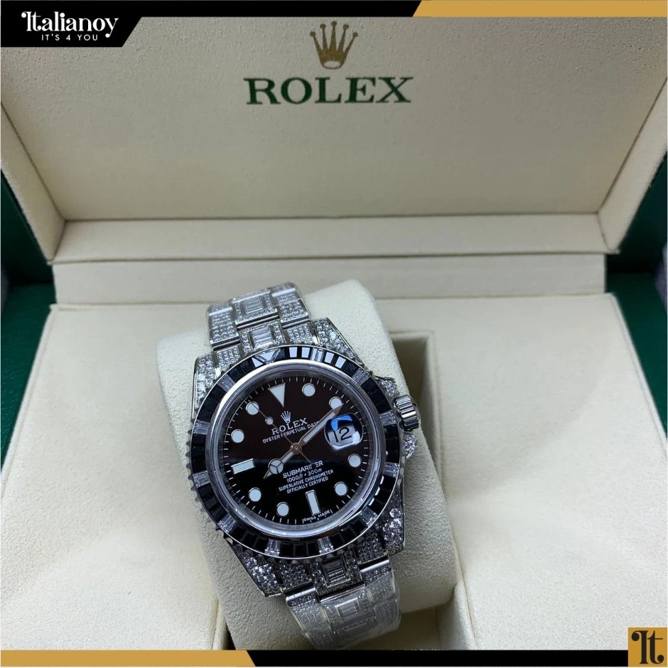 Rolex Submariner Date Oystersteel Oyster Black Dial Custom Diamond-Set