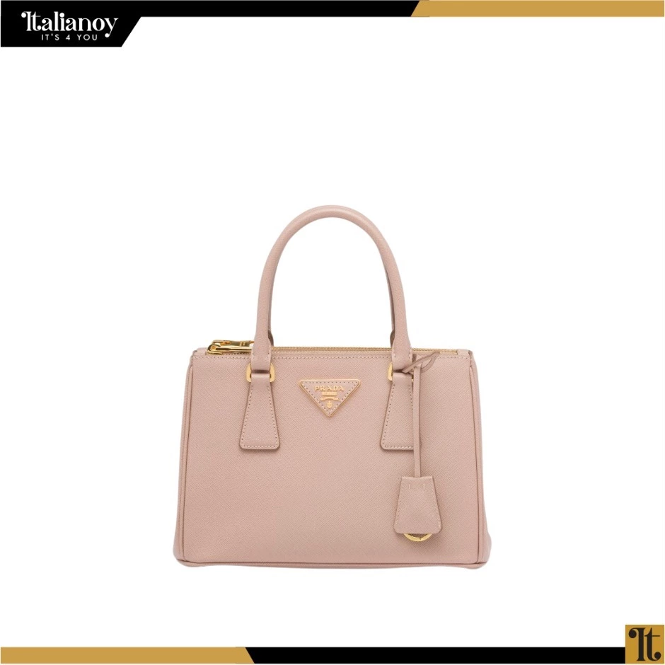 Small Prada Galleria bag in saffiano leather pink powder