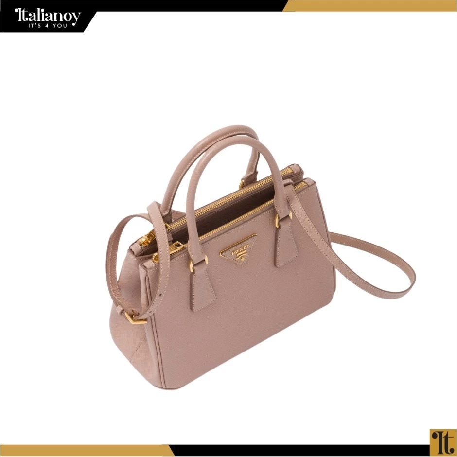 Small Prada Galleria bag in saffiano leather pink powder