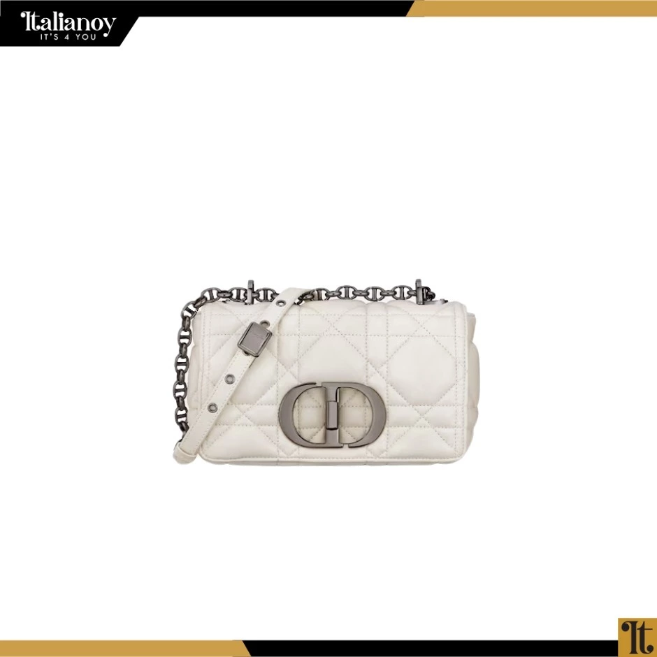 DIOR CARO BAG Latte Quilted Macrocannage Calfskin