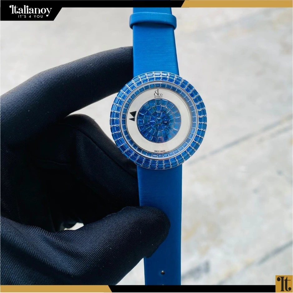 Replica Brilliant Mystery Baguette Women’s Quartz Leather Strap blue