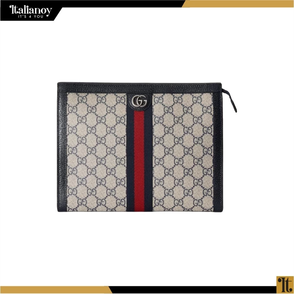 OPHIDIA GG POUCH Beige and blue GG Supreme canvas