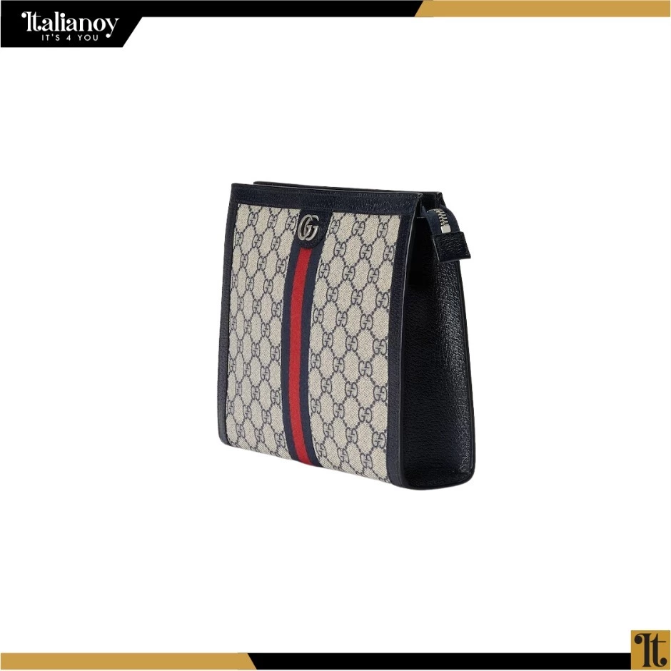 OPHIDIA GG POUCH Beige and blue GG Supreme canvas