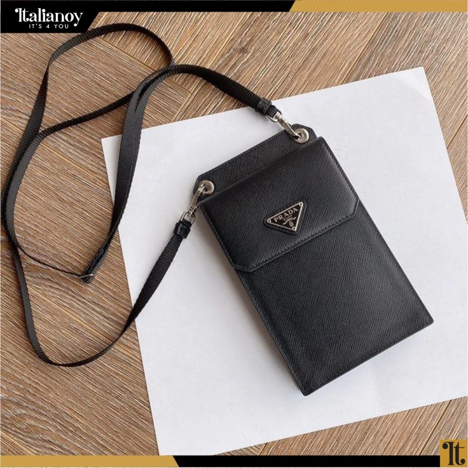 Black Saffiano Leather iPhone Case