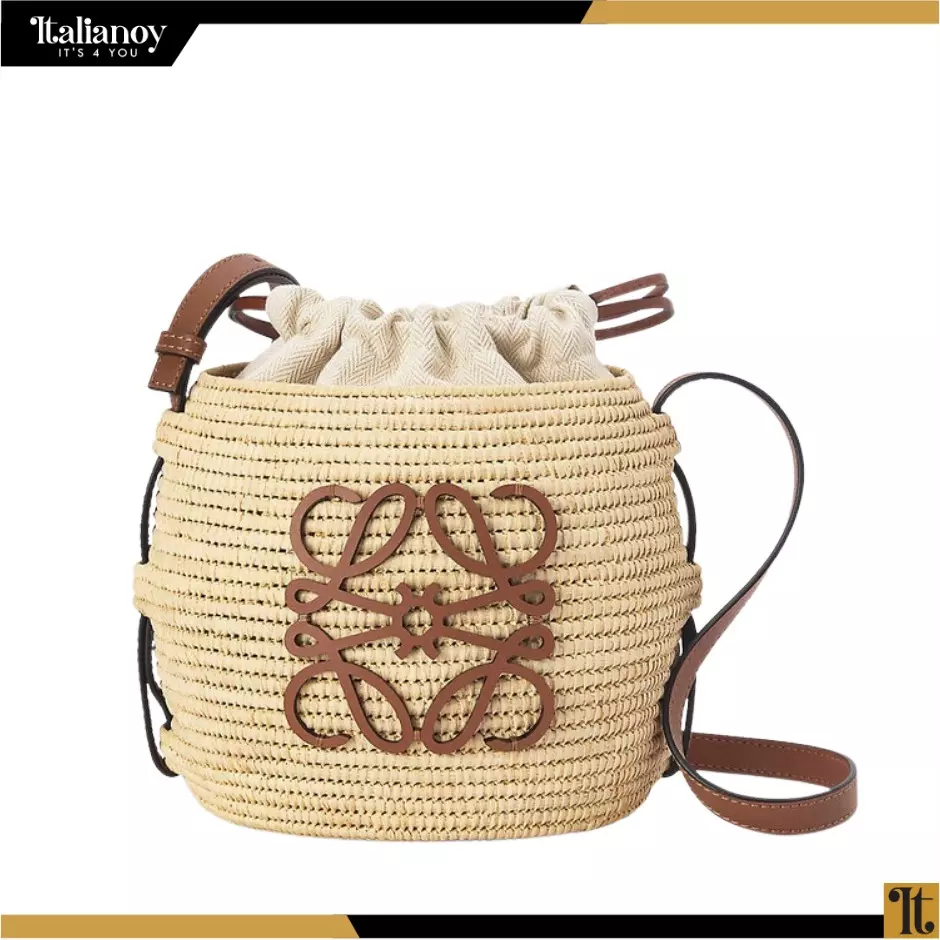 LOEWE + Paula's Ibiza Beehive Leather-trimmed Raffia Shoulder Bag In Natural/tan