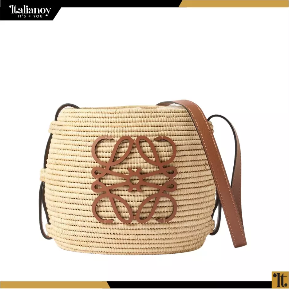 LOEWE + Paula's Ibiza Beehive Leather-trimmed Raffia Shoulder Bag In Natural/tan