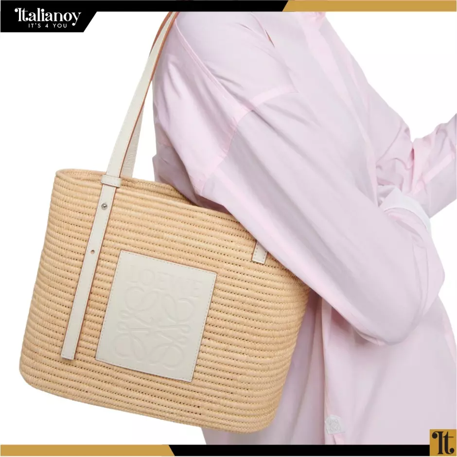 LOEWE Paula's Ibiza Anagram Small raffia basket tote