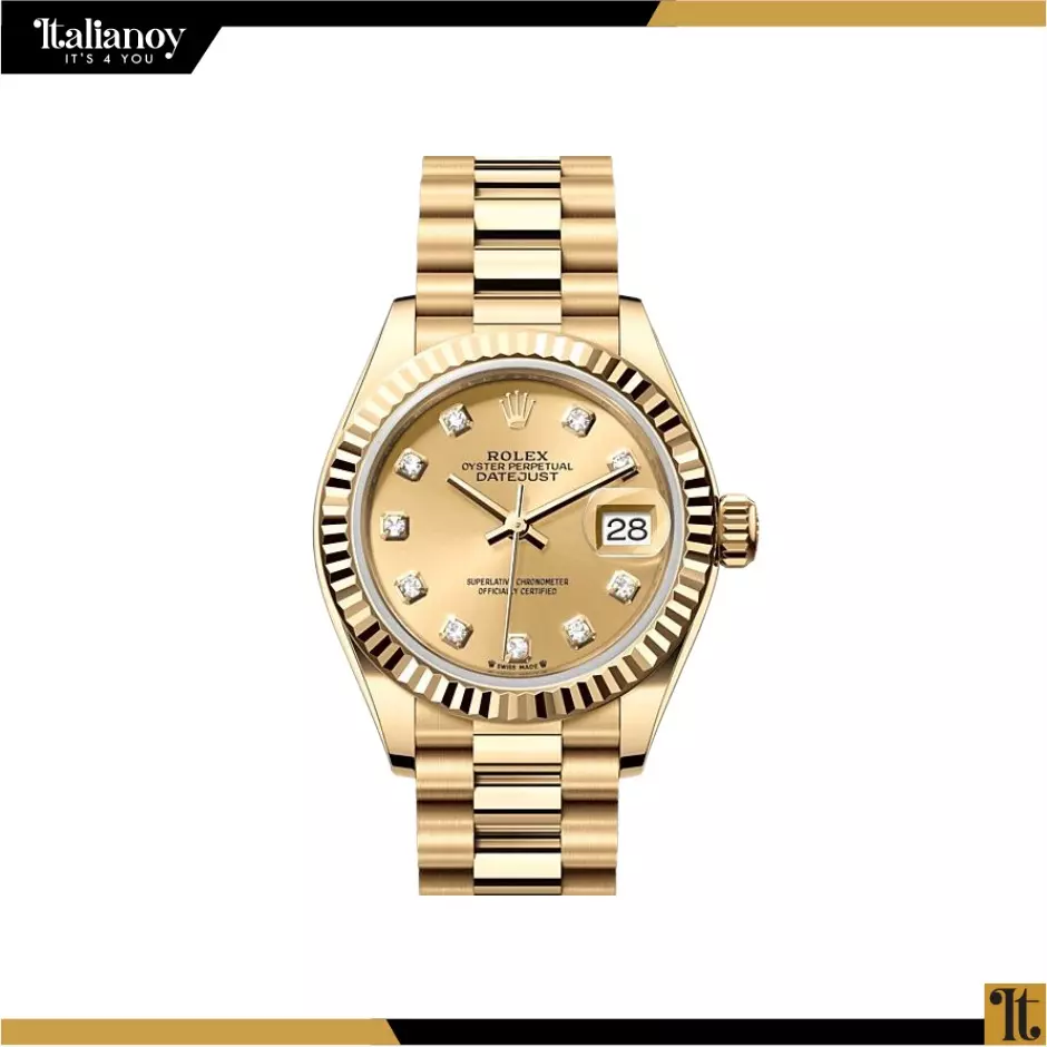 Rolex Steel and Gold Rolesor Lady-Datejust 28 Watch - GOLD Diamond Dial - Jubilee Bracelet