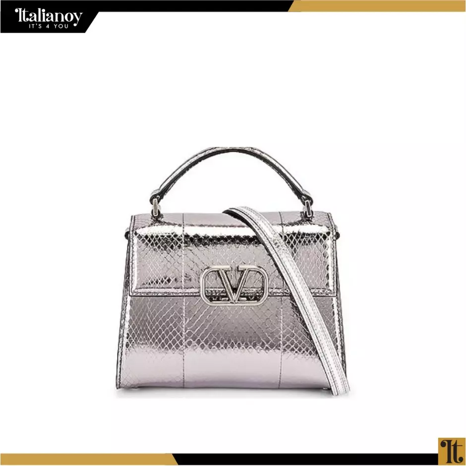 VSLING metallic leather satchel bag Silver