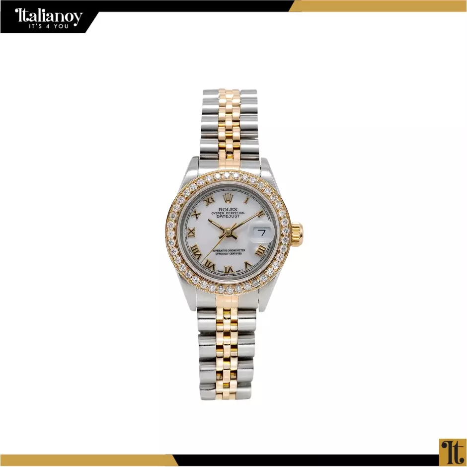 Rolex Lady-Datejust Gold-Silver Diamond, White Gold