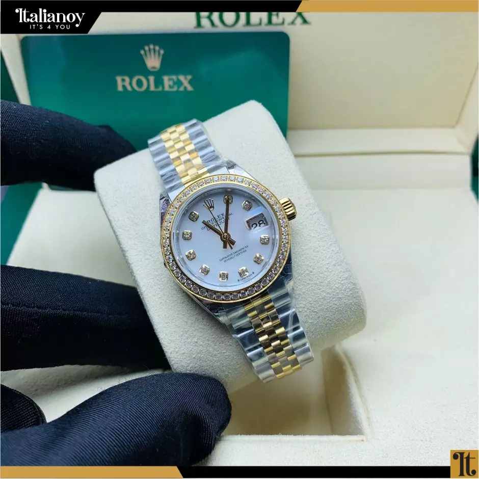 Rolex Lady-Datejust Gold-Silver Diamond, White Gold