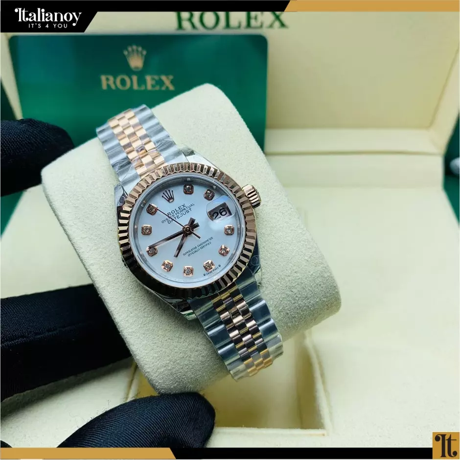 Rolex Steel and Rose Gold - Silver Rolesor Lady- Datejust 28 Watch - White Diamond Dial - Jubilee Bracelet
