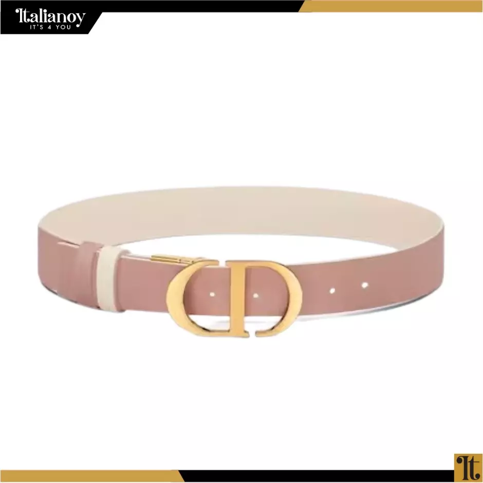 30 MONTAIGNE REVERSIBLE BELT Antique Pink and Powder Beige Smooth Calfskin, 20 MM