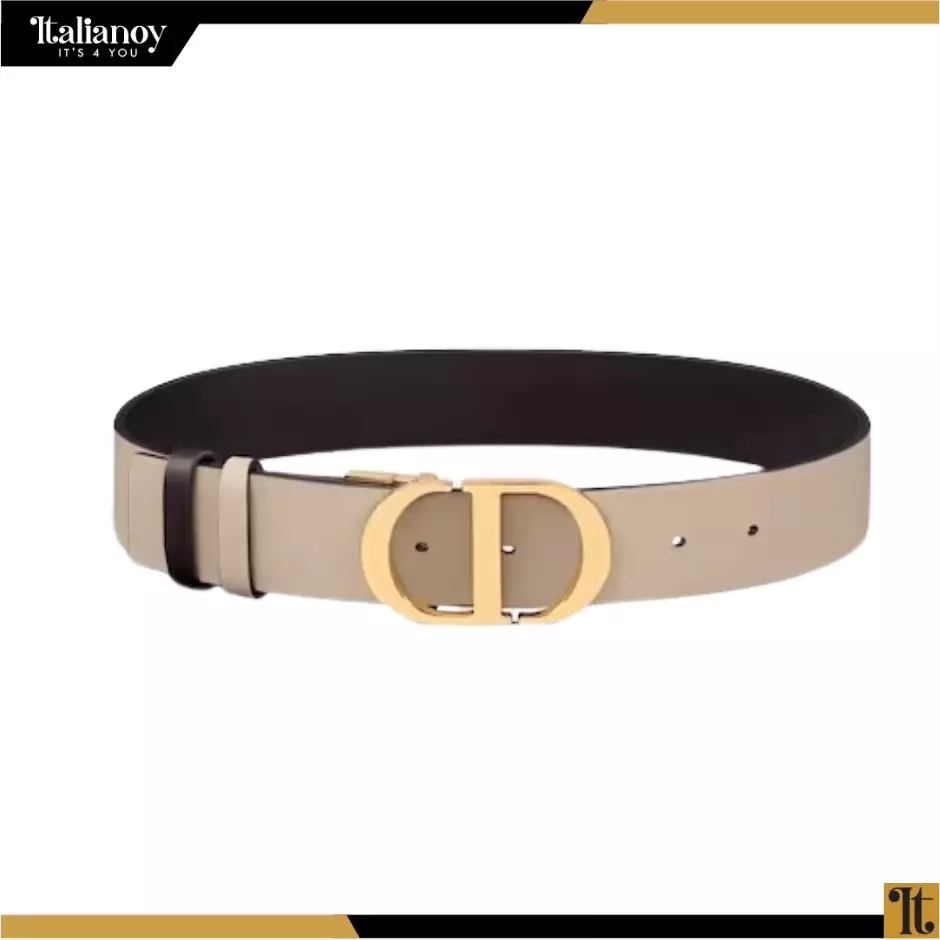 30 MONTAIGNE REVERSIBLE BELT Hazelnut and Black Smooth Calfskin, 20 MM