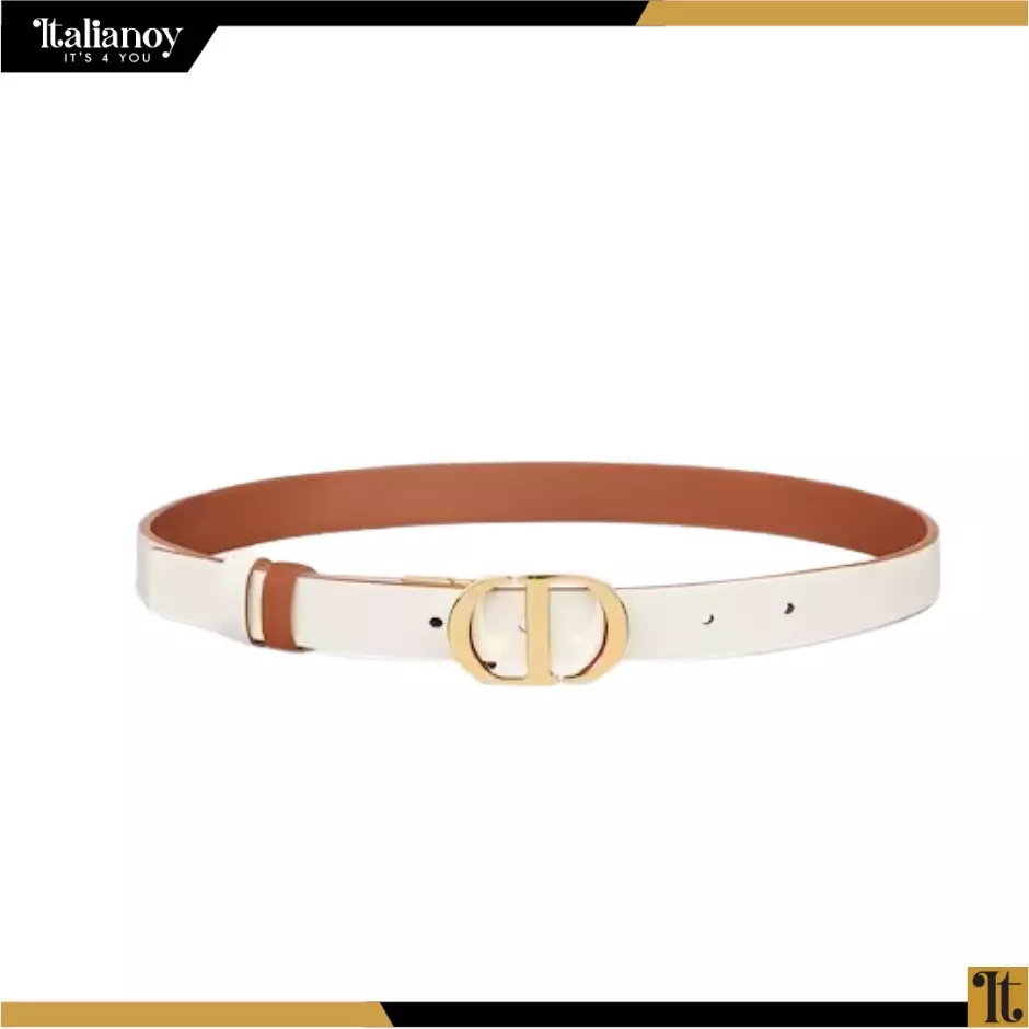 30 MONTAIGNE REVERSIBLE BELT Latte and Golden Saddle Smooth Calfskin, 20 MM