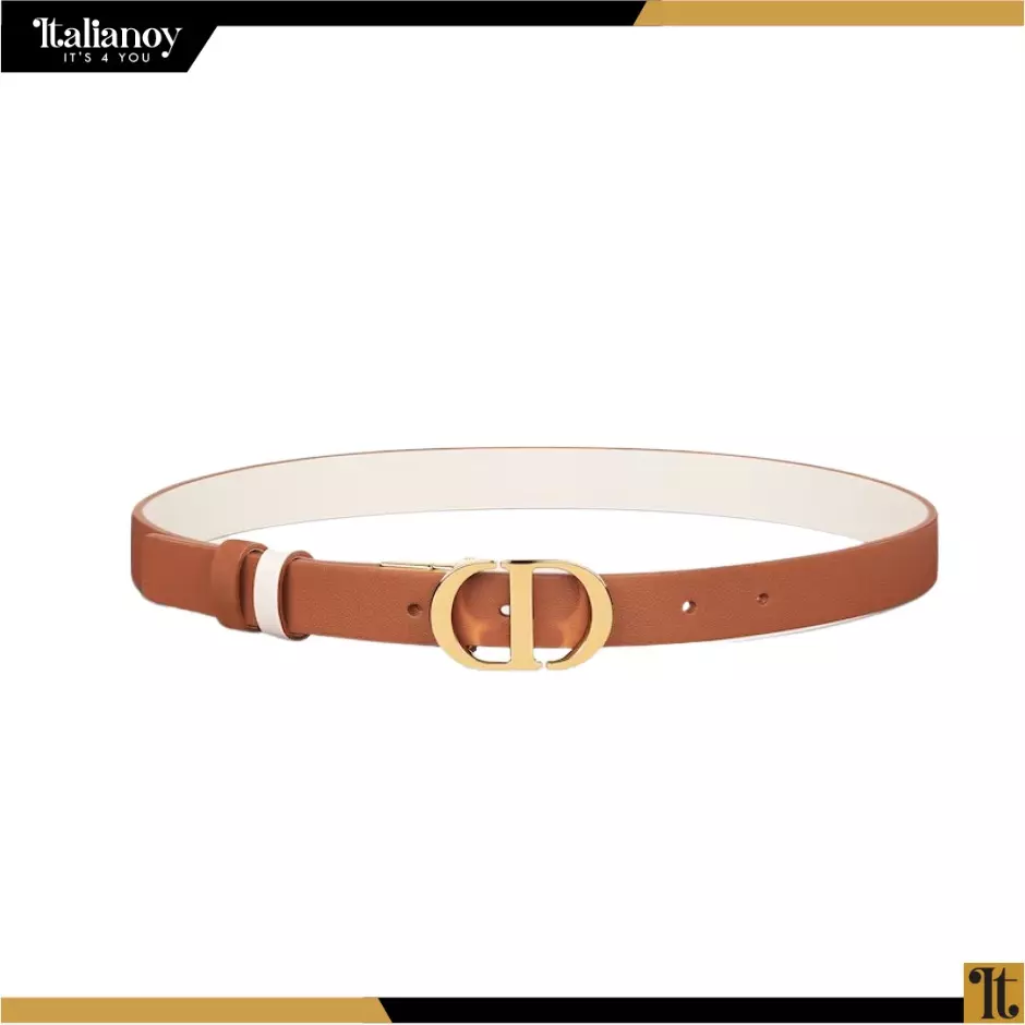 30 MONTAIGNE REVERSIBLE BELT Latte and Golden Saddle Smooth Calfskin, 20 MM