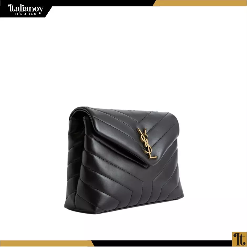 SAINT LAURENT Calfskin Y Quilted Monogram Bag Gold