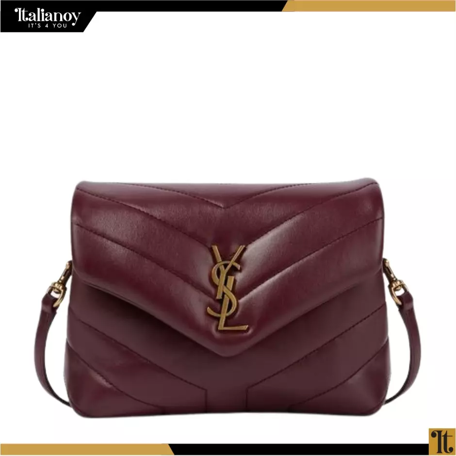 SAINT LAURENT Calfskin Y Quilted Monogram Bag Red