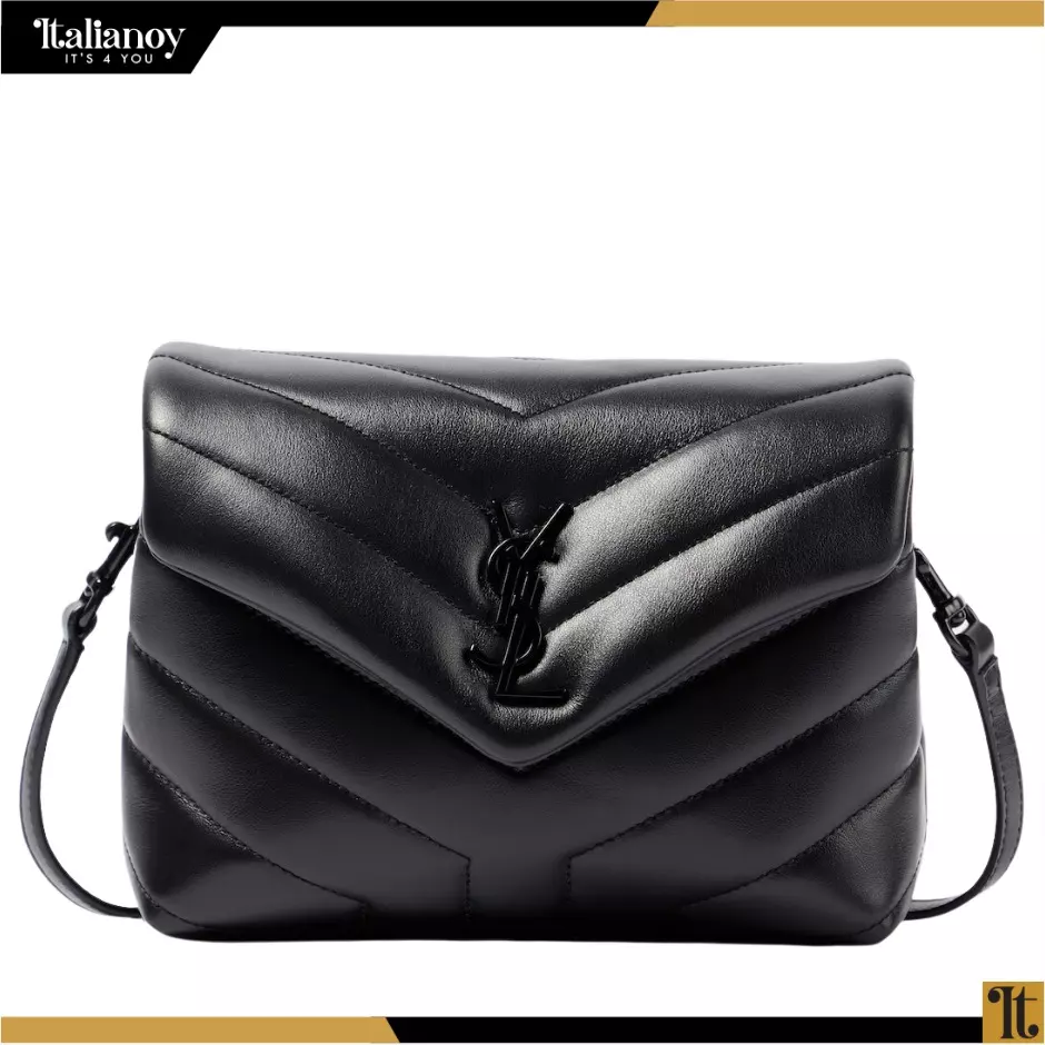 SAINT LAURENT Calfskin Y Quilted Monogram Bag Black