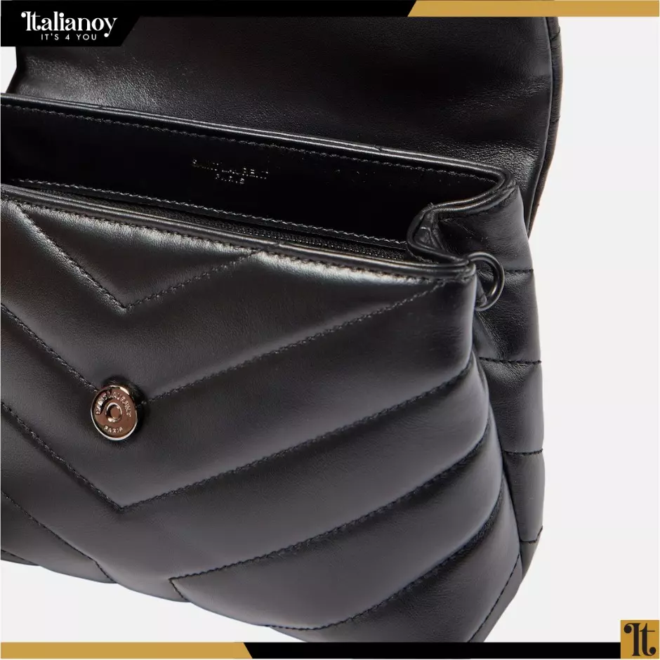 SAINT LAURENT Calfskin Y Quilted Monogram Bag Black