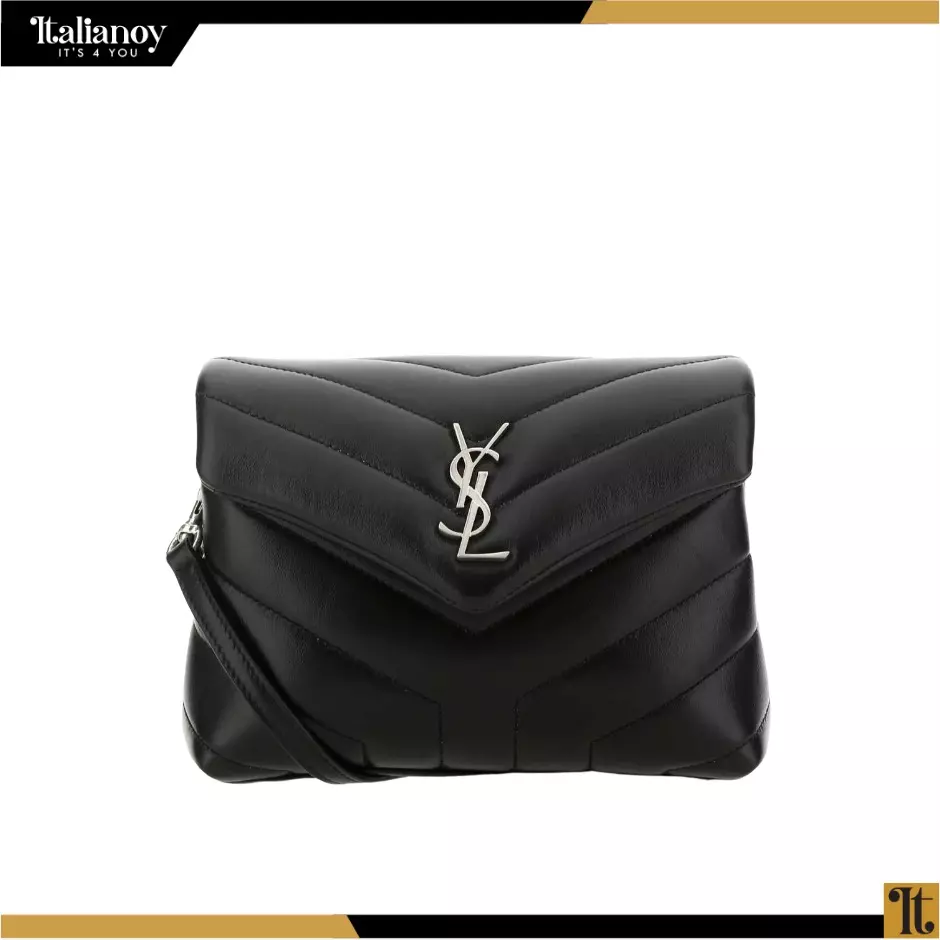 SAINT LAURENT Calfskin Y Quilted Monogram Bag Silver