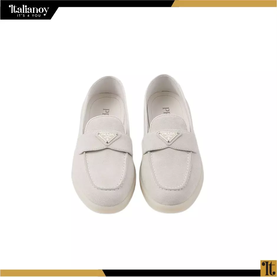 Suede leather loafers Chalk White