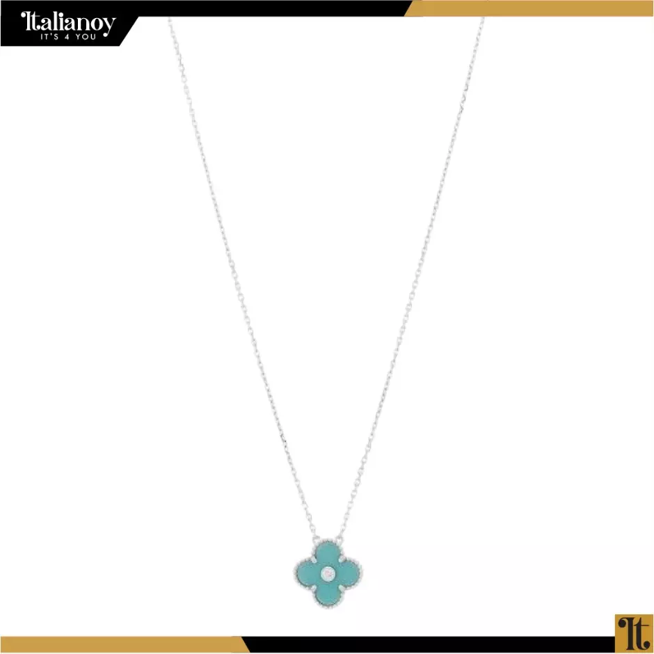 Van Cleef & Arpels Blue Porcelain Vintage Alhambra Pendant