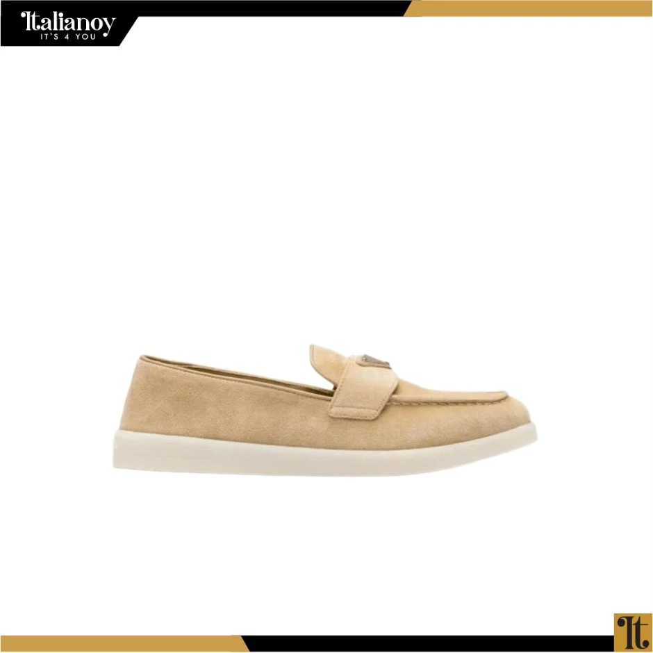 Suede leather loafers Ecru