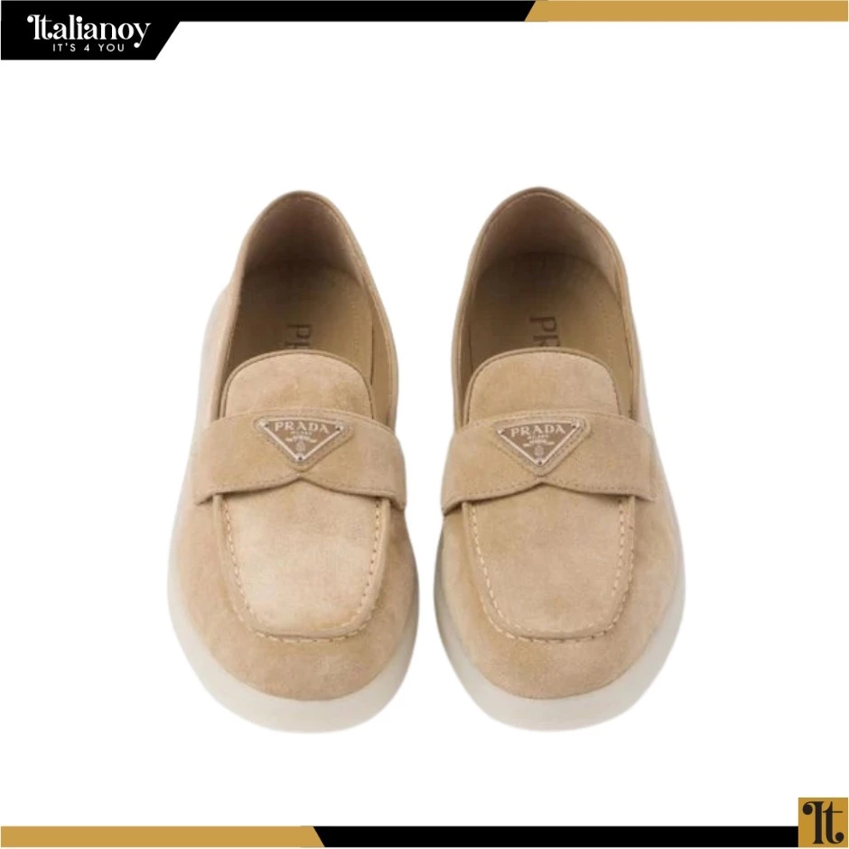 Suede leather loafers Ecru