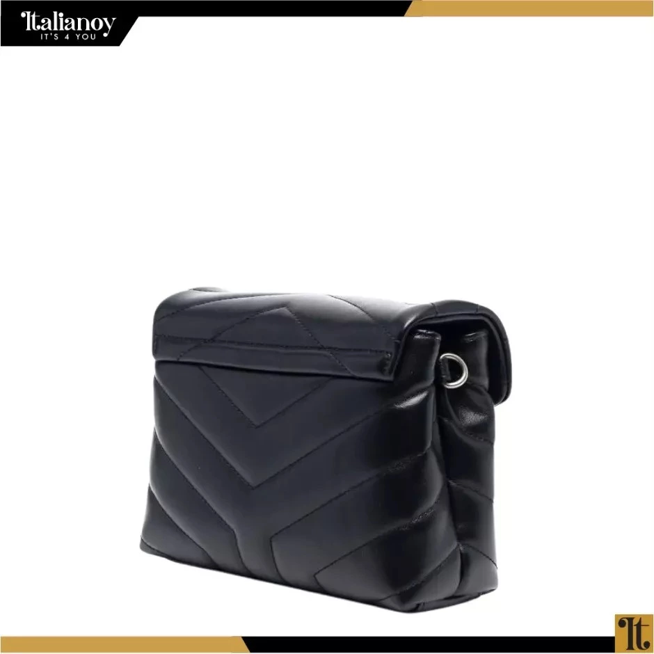 SAINT LAURENT Calfskin Y Quilted Monogram Bag Silver