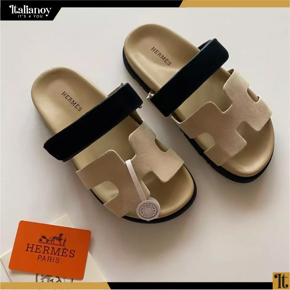 Hermes Chypre Sandal beige + black