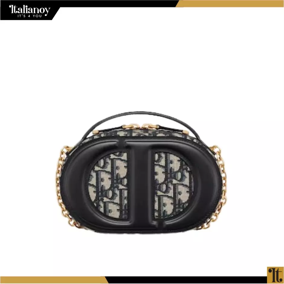 CD SIGNATURE OVAL CAMERA BAG Blue Dior Oblique Jacquard
