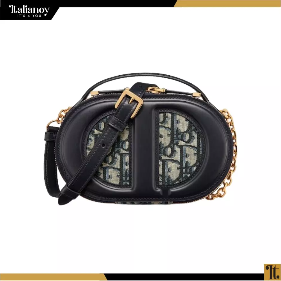 CD SIGNATURE OVAL CAMERA BAG Blue Dior Oblique Jacquard
