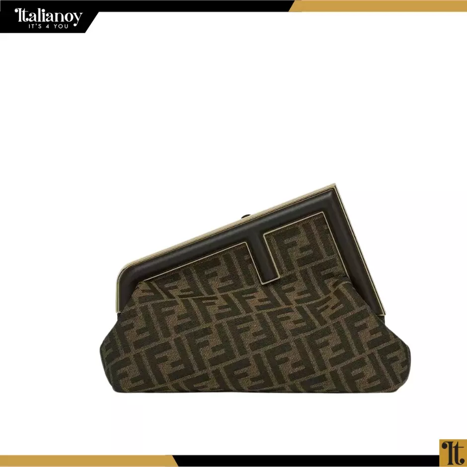 Fendi First Midi Brown FF jacquard fabric bag
